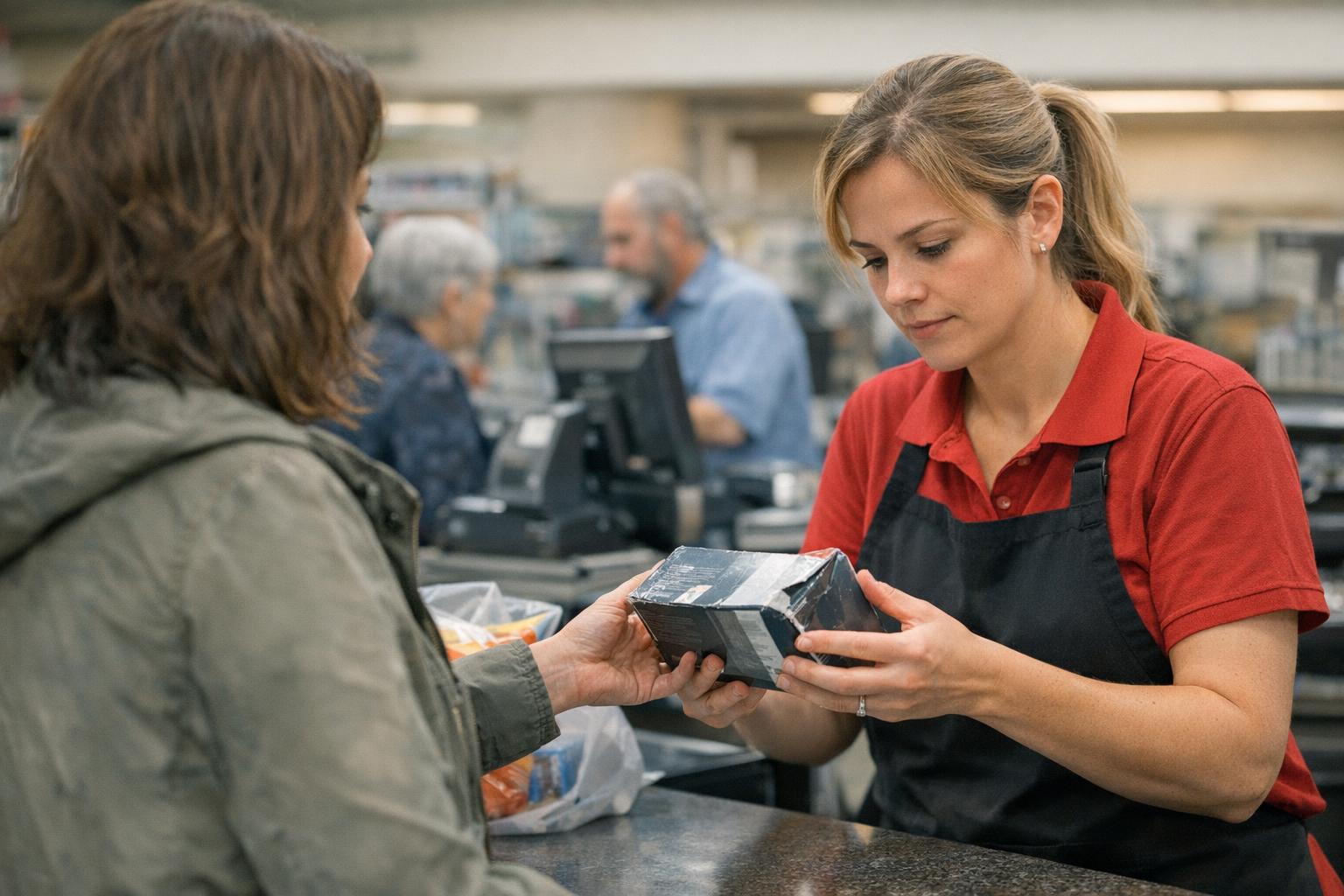 מנהל בודק דוח mystery shopping שהתקבל לאחר ביקור לקוח סמוי במחסן